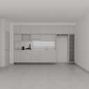 Armário Cozinha Completo sem Nicho para Lava e Seca Cinza Cobalto (Sudoeste / Bias Fortes - Apt 07 11)