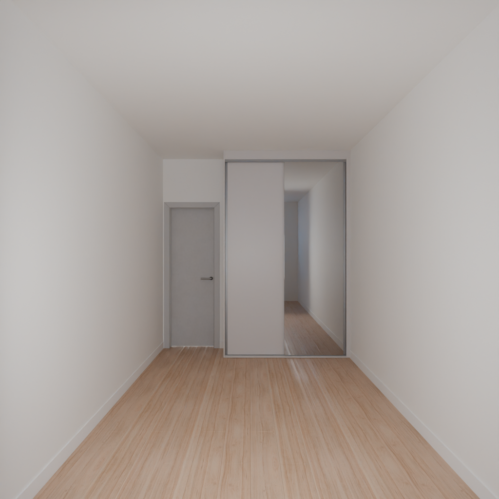 Armário Quarto Solteiro 1 Porta de Correr 1 Espelho Cinza Cobalto (Sudoeste / Bias Fortes - Apt 07 11)