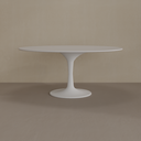 Mesa de Jantar Saarinen Oval 160 x 90 cm Tampo Cinza Cobalto Base Branca