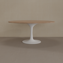 Mesa de Jantar Saarinen Oval 160 x 90 cm Tampo Louro Freijó Base Branca