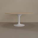 Mesa de Jantar Saarinen Oval 160 x 90 cm Tampo Carvalho Treviso Base Branca