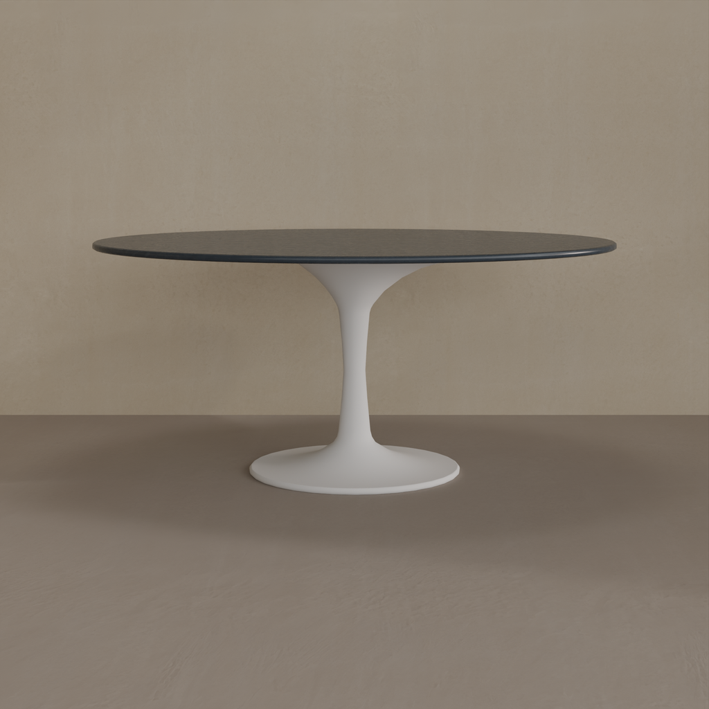 Mesa de Jantar Saarinen Oval 160 x 90 cm Tampo Azul TX Base Branca