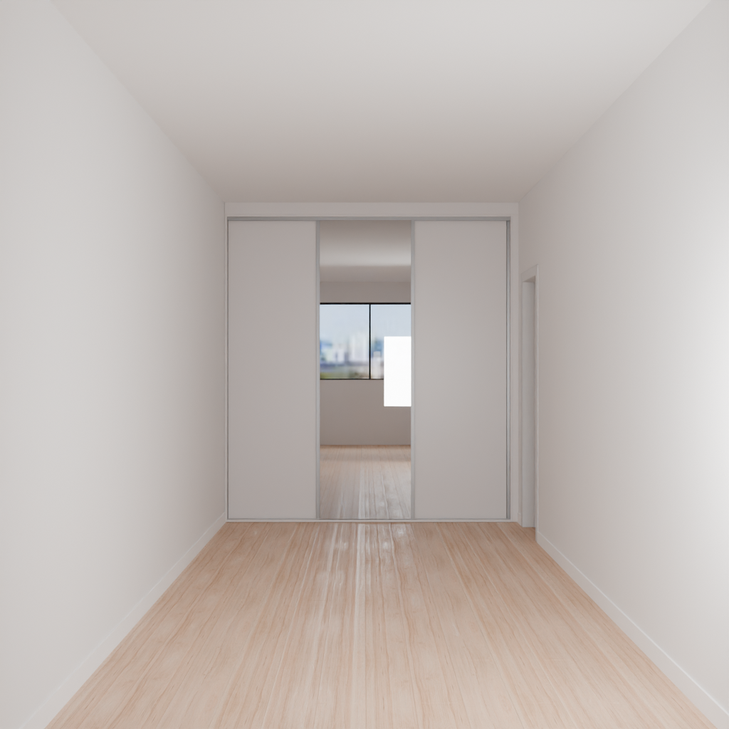 Armário Quarto Casal 2 Portas de Correr 1 Espelho Cinza Cobalto (Sudoeste / Bias Fortes - Apt 07 11)