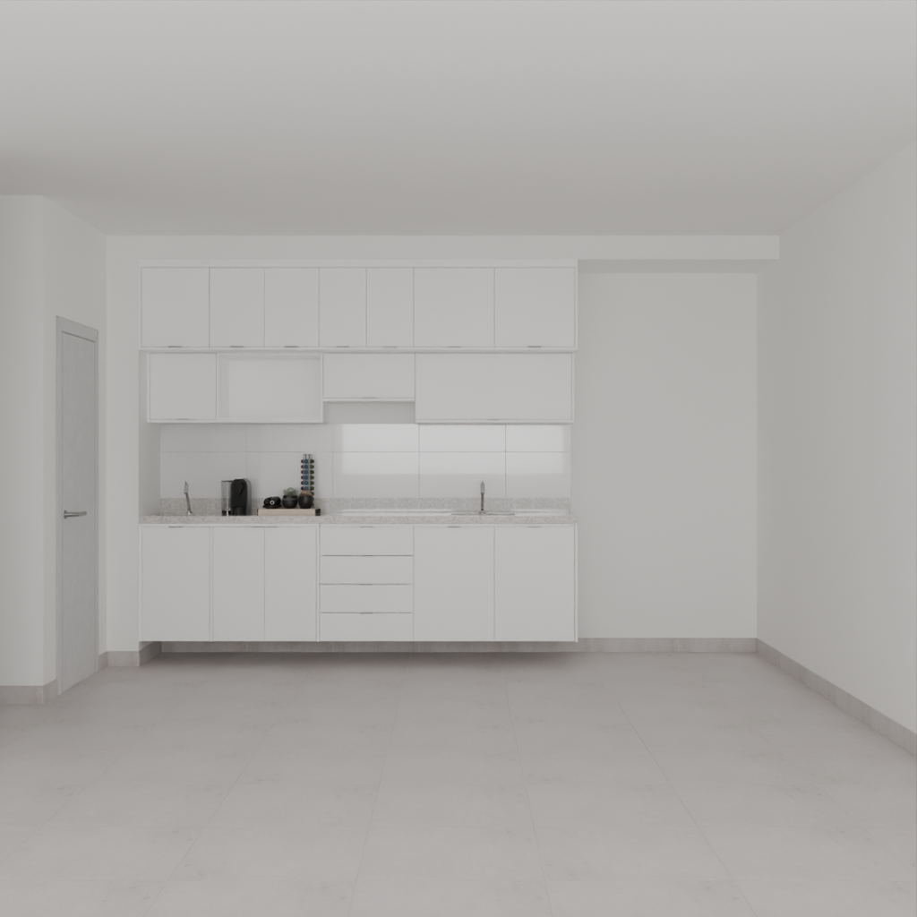 Armário Cozinha Inferior e Superior sem Nicho para Lava e Seca Branco Tx (Sudoeste / Bias Fortes - Apt 07 11)