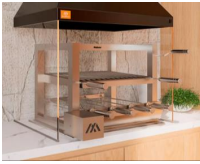 Módulo de churrasqueira Metalfire - Style Gourmet (com revestimento interno, fundo e laterais em inox) - acompanha: 01 módulo grelha motorizada em balanço, 5 espetos giratórios com apoio frontal, 02 grelhas modelo uruguaio, 1 grelha auxiliar, 1 mexedor de carvão