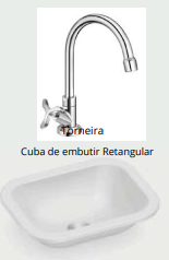 Cuba Retangular + Torneira Padrão (Lavabo)