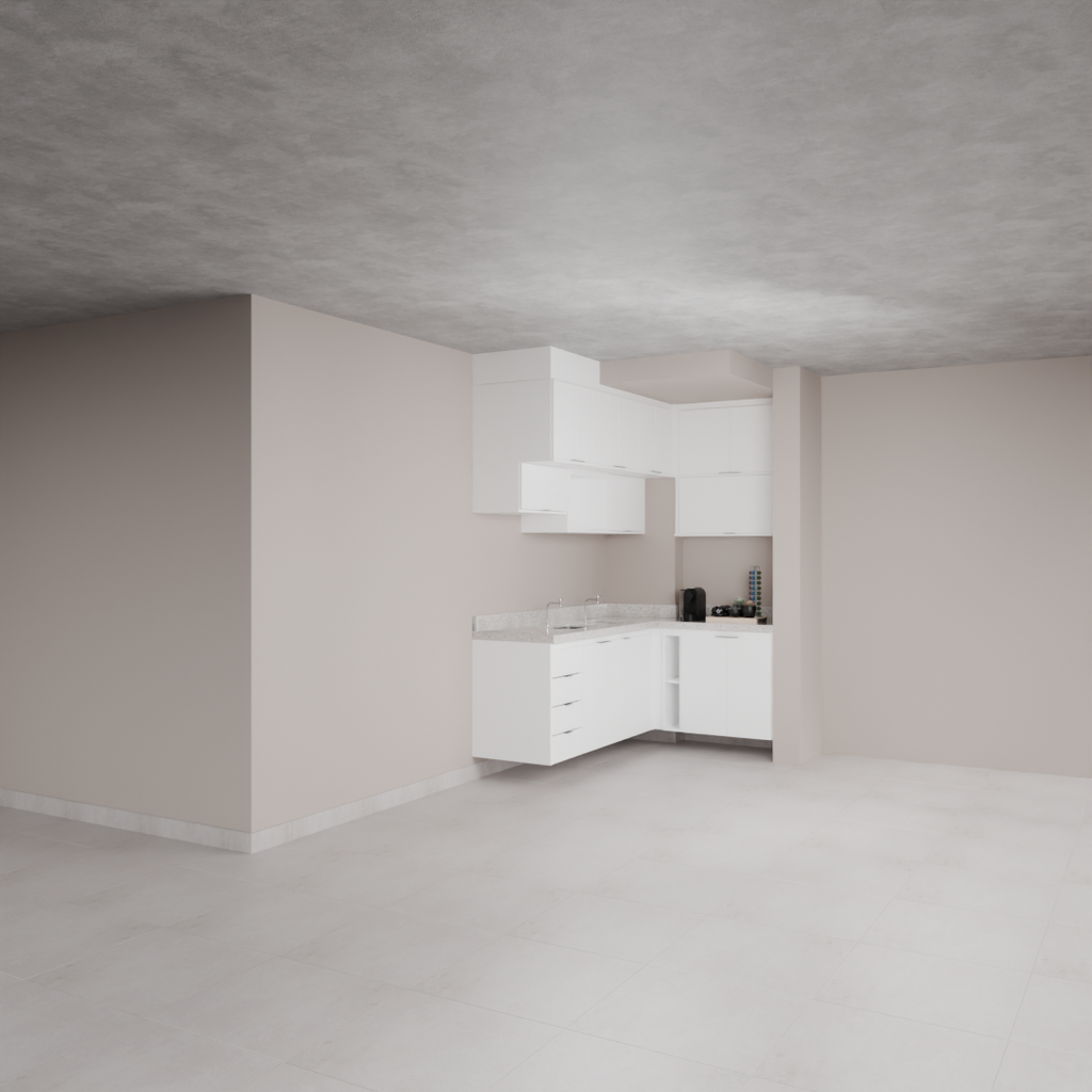 Armário Cozinha Inferior e Superior sem Nicho para Lava e Seca Branco Tx (Sudoeste / Bias Fortes - Apt 09)