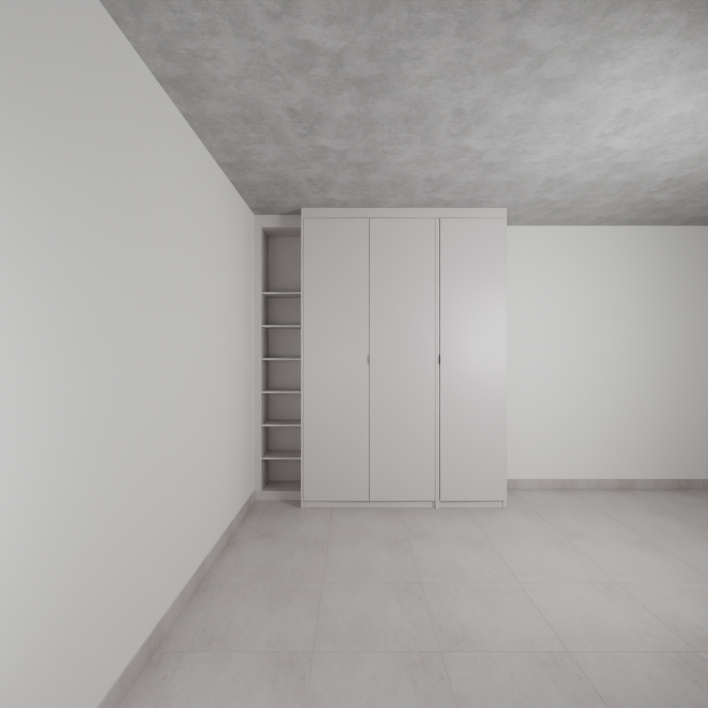 Armário Quarto 3 Portas de Giro Cinza Cobalto (Sudoeste / Bias Fortes - Apt 09)