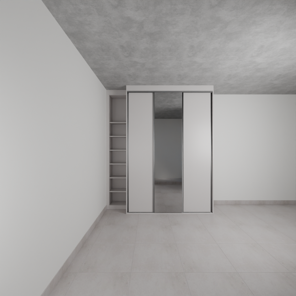 Armário Quarto 3 Portas de Correr Espelho Cinza Cobalto (Sudoeste / Bias Fortes - Apt 09)