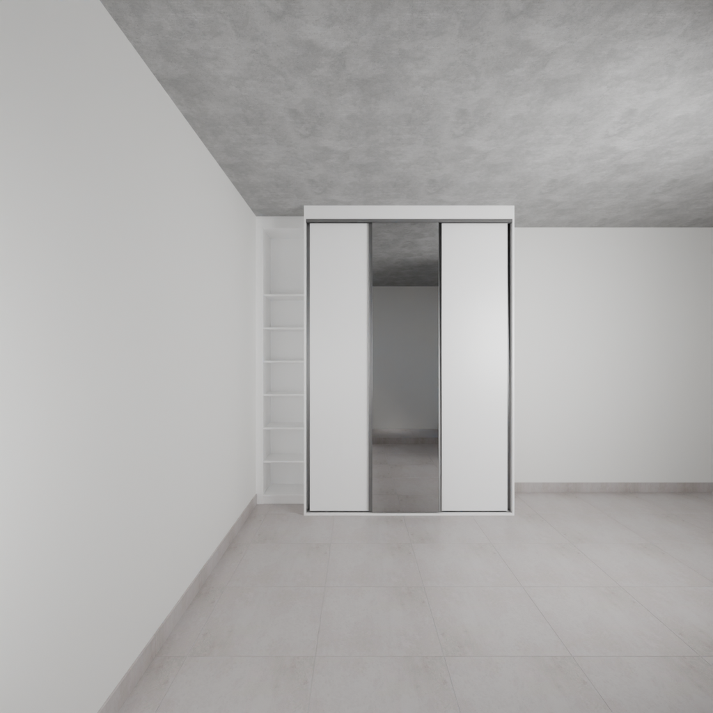 Armário Quarto 3 Portas de Correr Espelho Branco Tx (Sudoeste / Bias Fortes - Apt 09)