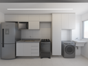 Armário Cozinha 4,5m Liso - Cor Crômio e Branco Diamante
