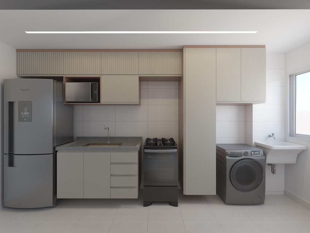 Armário Cozinha 4,5m Brise - Cor Blush e Argento
