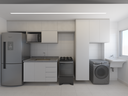 Armário Cozinha 4,5m Brise - Cor Crômio e Branco Diamante
