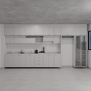 Armário Cozinha Completo sem Nicho para Lava e Seca Cinza Cobalto (Sudoeste / Bias Fortes – Apt 01 02 05 06)