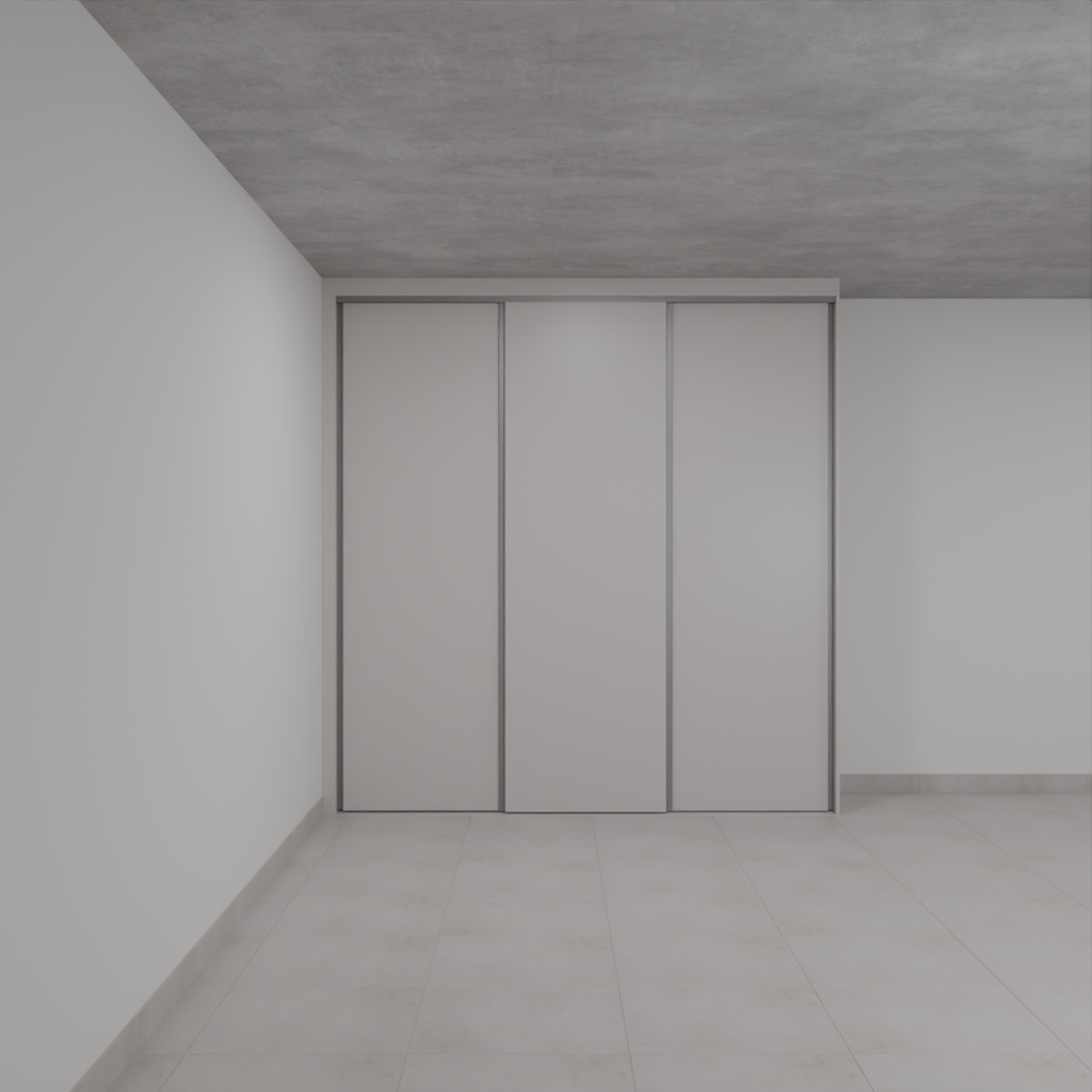 Armário Quarto 3 Portas de Correr Cinza Cobalto (Sudoeste / Bias Fortes - Apt 01 02 05 06)