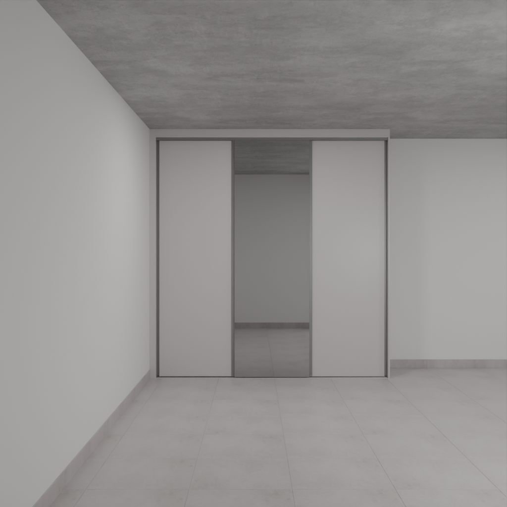 Armário Quarto 2 Portas de Correr 1 Espelho Cinza Cobalto (Sudoeste / Bias Fortes - Apt 01 02 05 06)