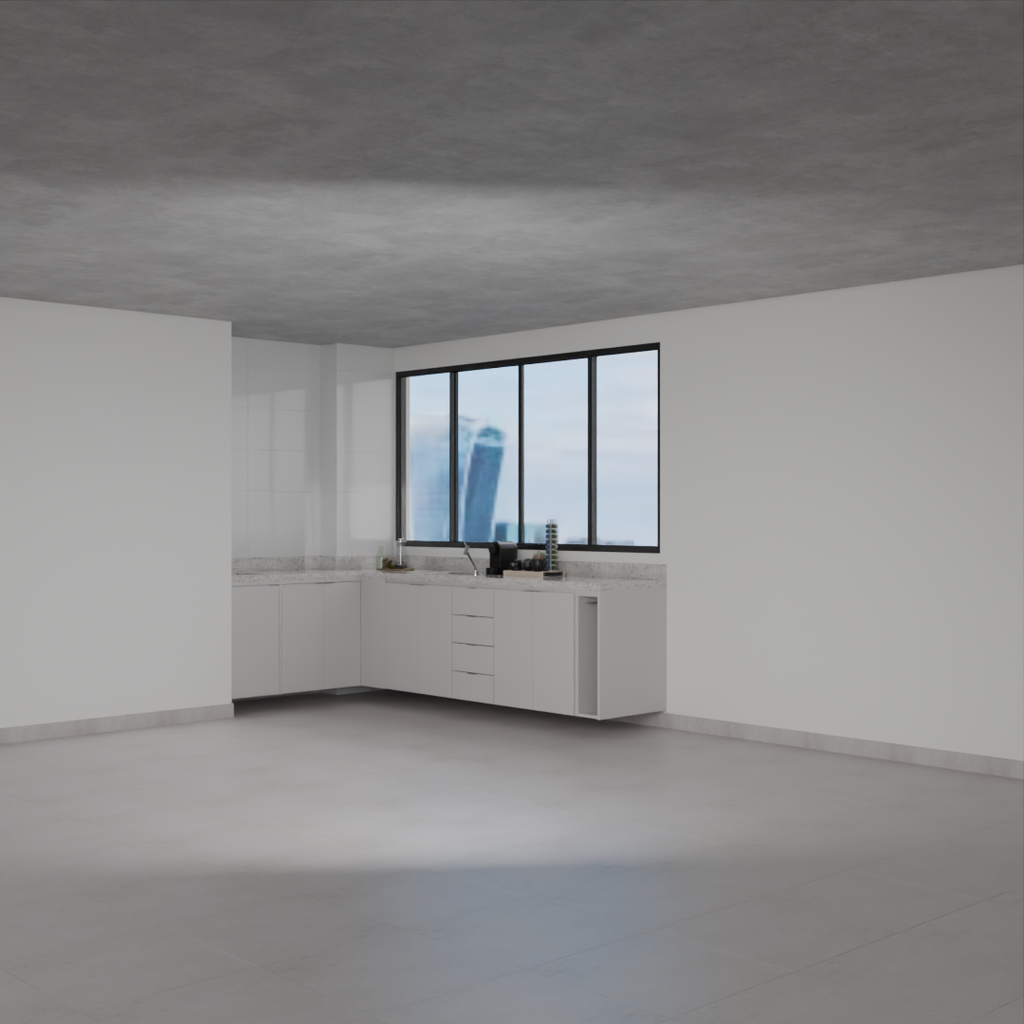 Armário Cozinha Inferior sem Nicho para Lava e Seca Cinza Cobalto (Sudoeste / Bias Fortes – Apt 08 10)