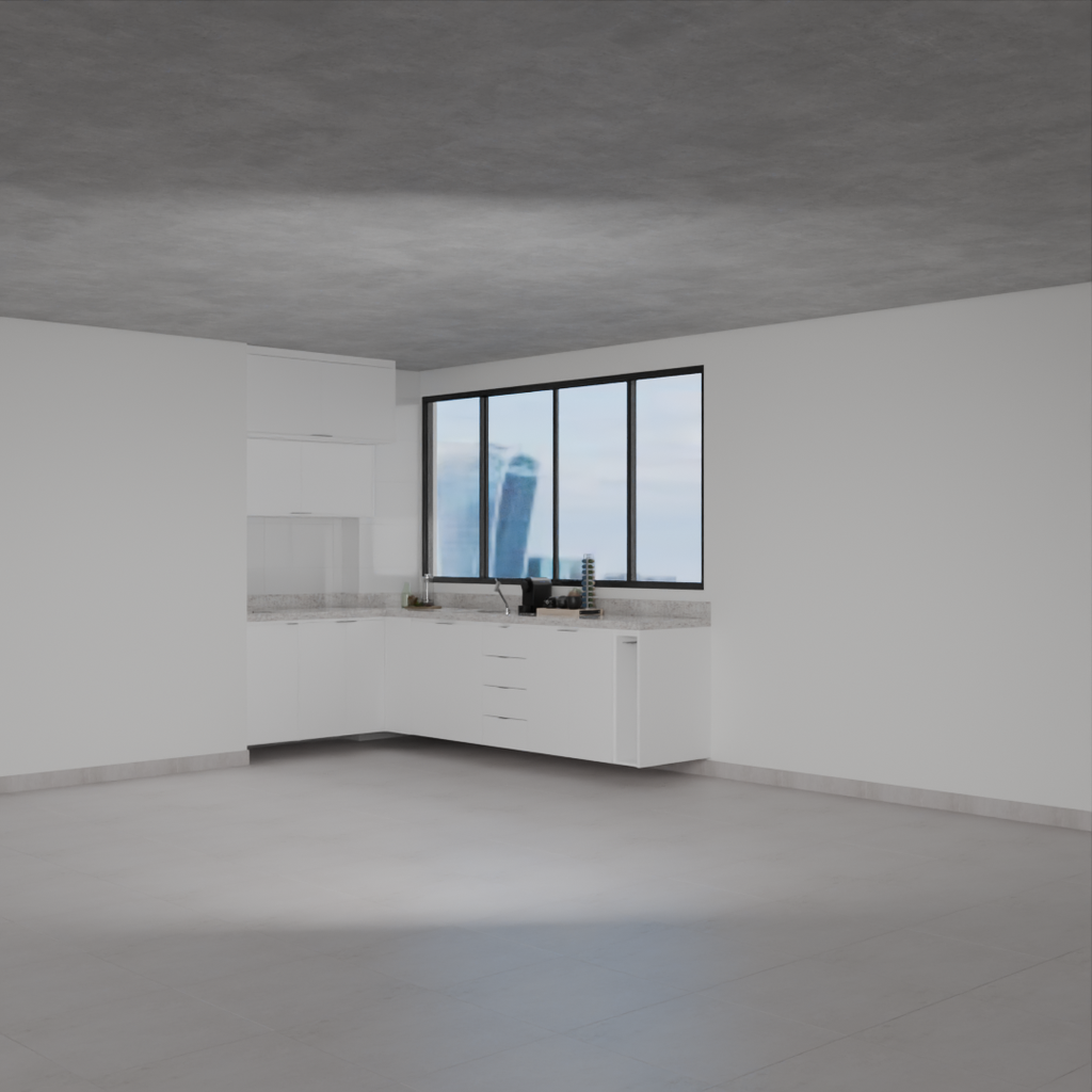 Armário Cozinha Inferior e Superior sem Nicho para Lava e Seca Branco Tx (Sudoeste / Bias Fortes – Apt 08 10)