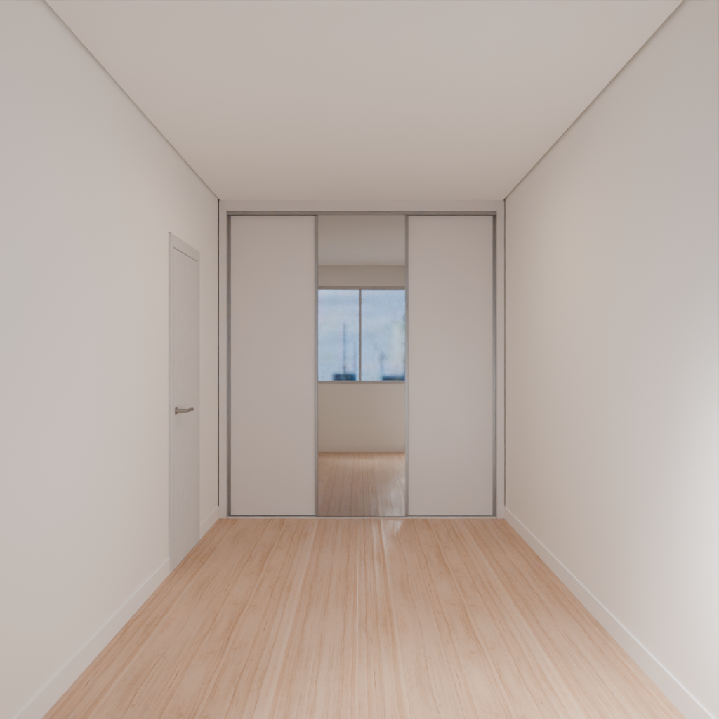 Armário Quarto Casal Porta de Correr 1 Espelho Cinza Cobalto (Sudoeste / Bias Fortes - Apt 08 10)