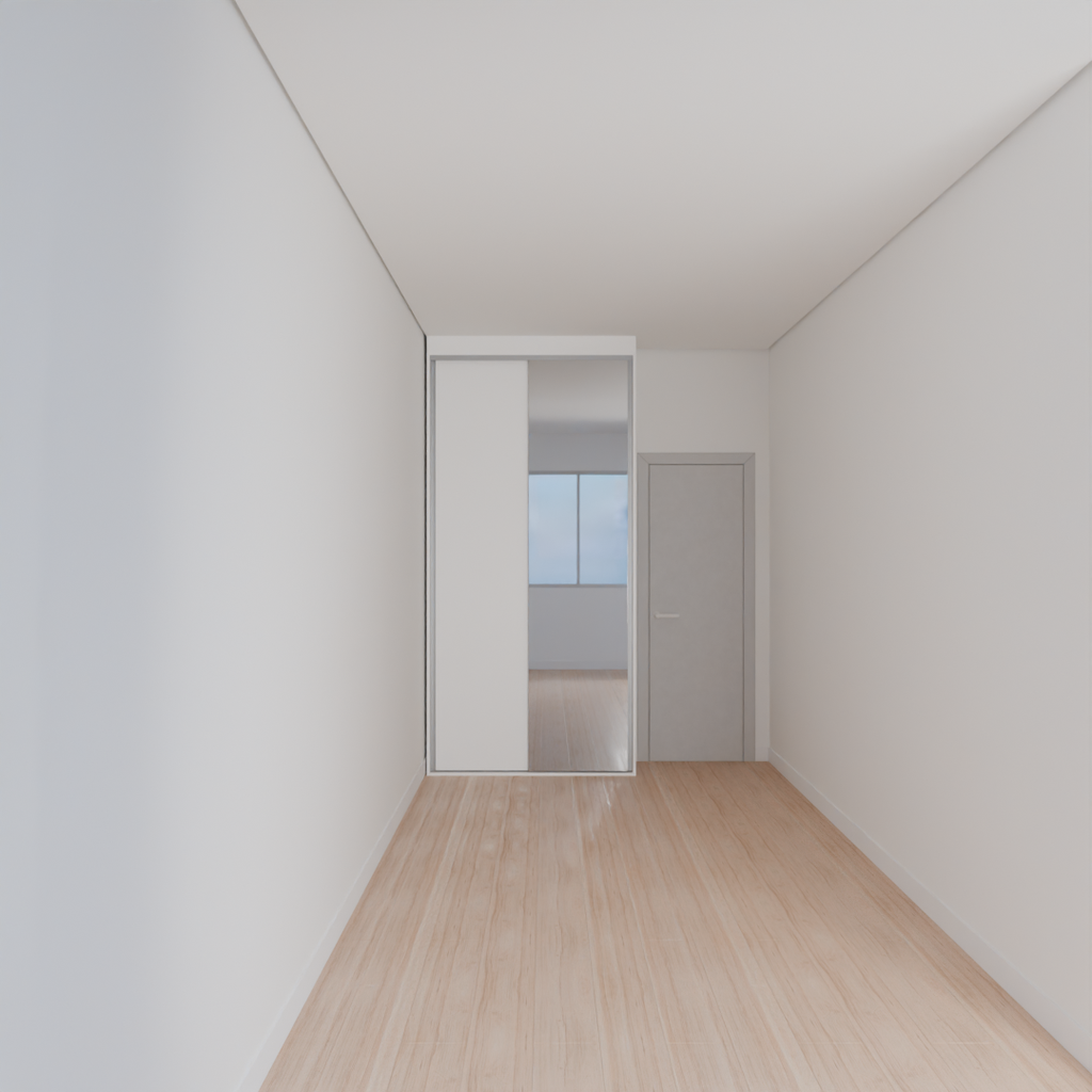 Armário Quarto Solteiro 1 Porta de Correr 1 Espelho Branco Tx (Sudoeste / Bias Fortes - Apt 08 10)