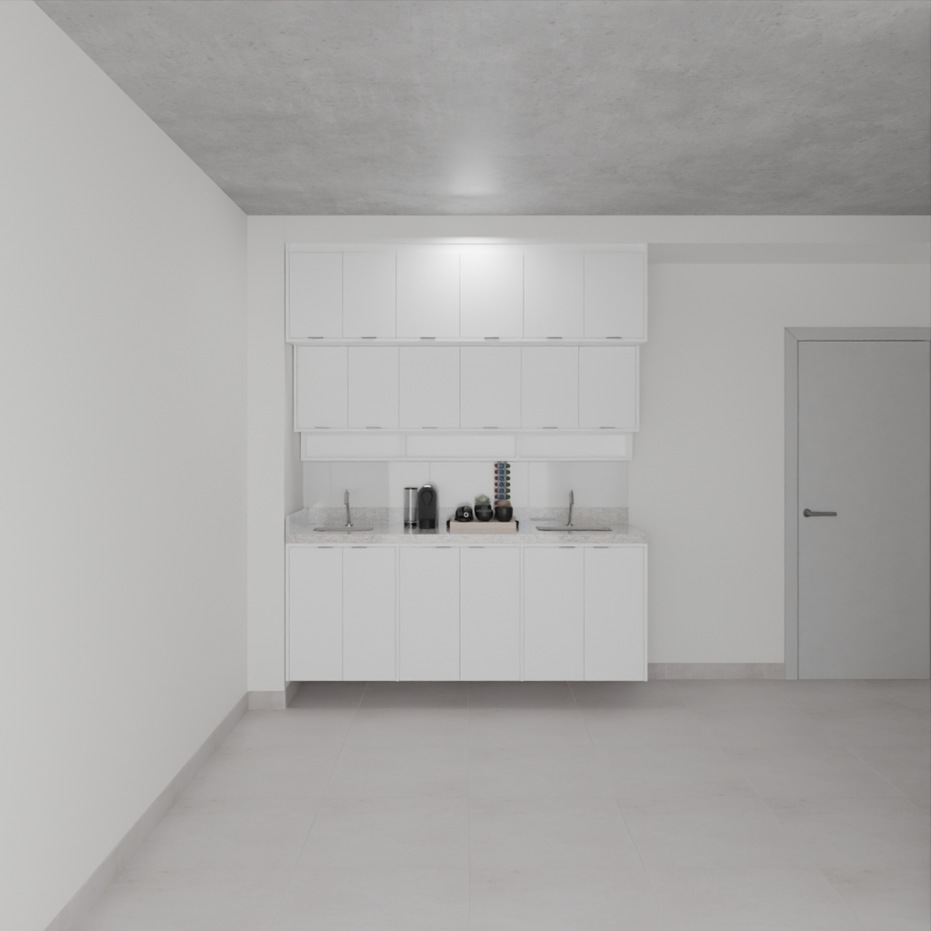 Armário Cozinha Inferior e Superior sem Nicho para Lava e Seca Branco Tx (Sudoeste / Bias Fortes – Apt 03 04)