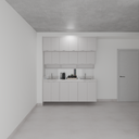 Armário Cozinha Inferior e Superior sem Nicho para Lava e Seca Cinza Cobalto (Sudoeste / Bias Fortes – Apt 03 04)