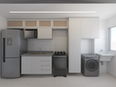 Armário Cozinha 4,5m Palha Sextavada - Cor Crômio e Branco Diamante