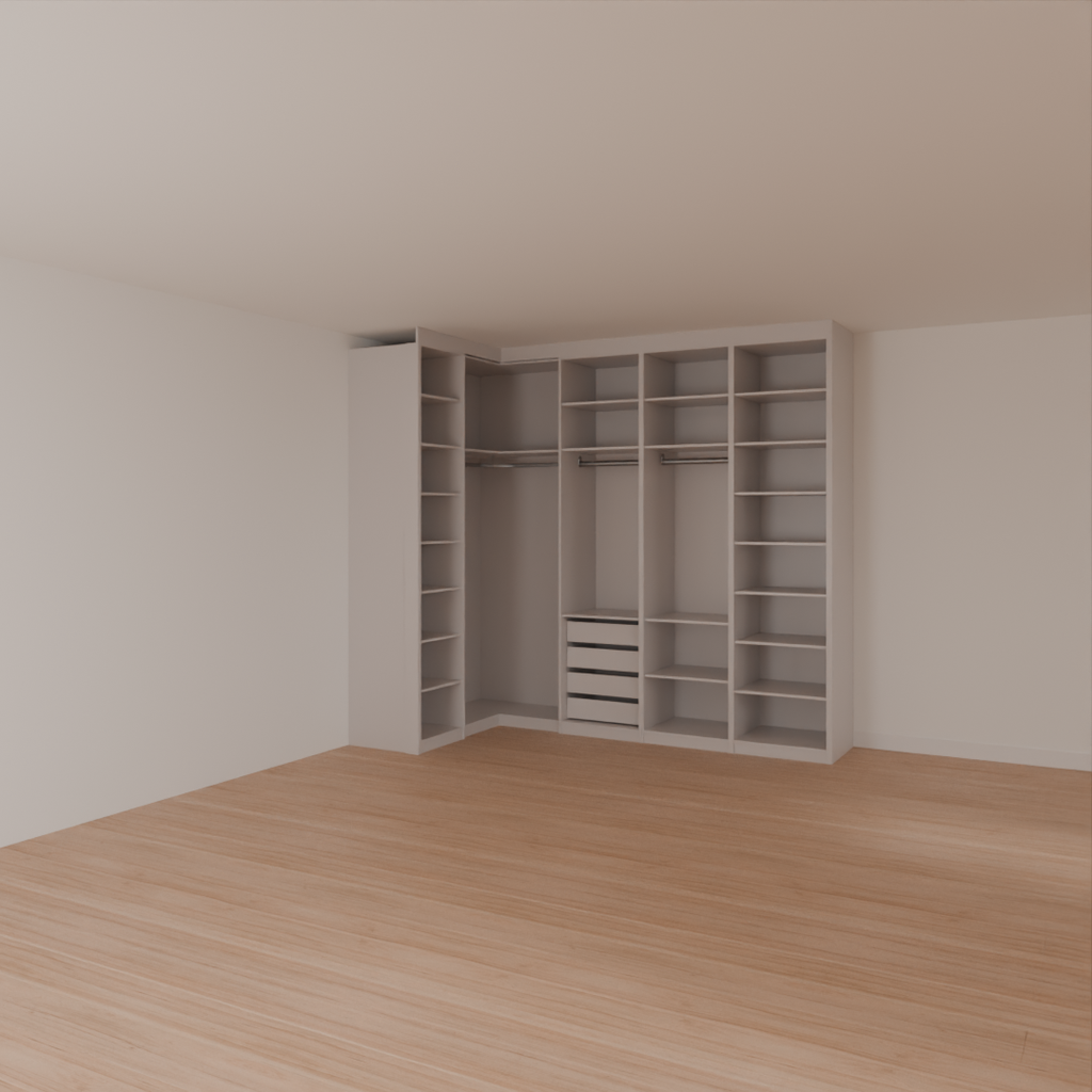 Armário Closet com Gavetas  Quarto Casal Cinza Cobalto (Sudoeste / Bias Fortes - Apt 03 04)