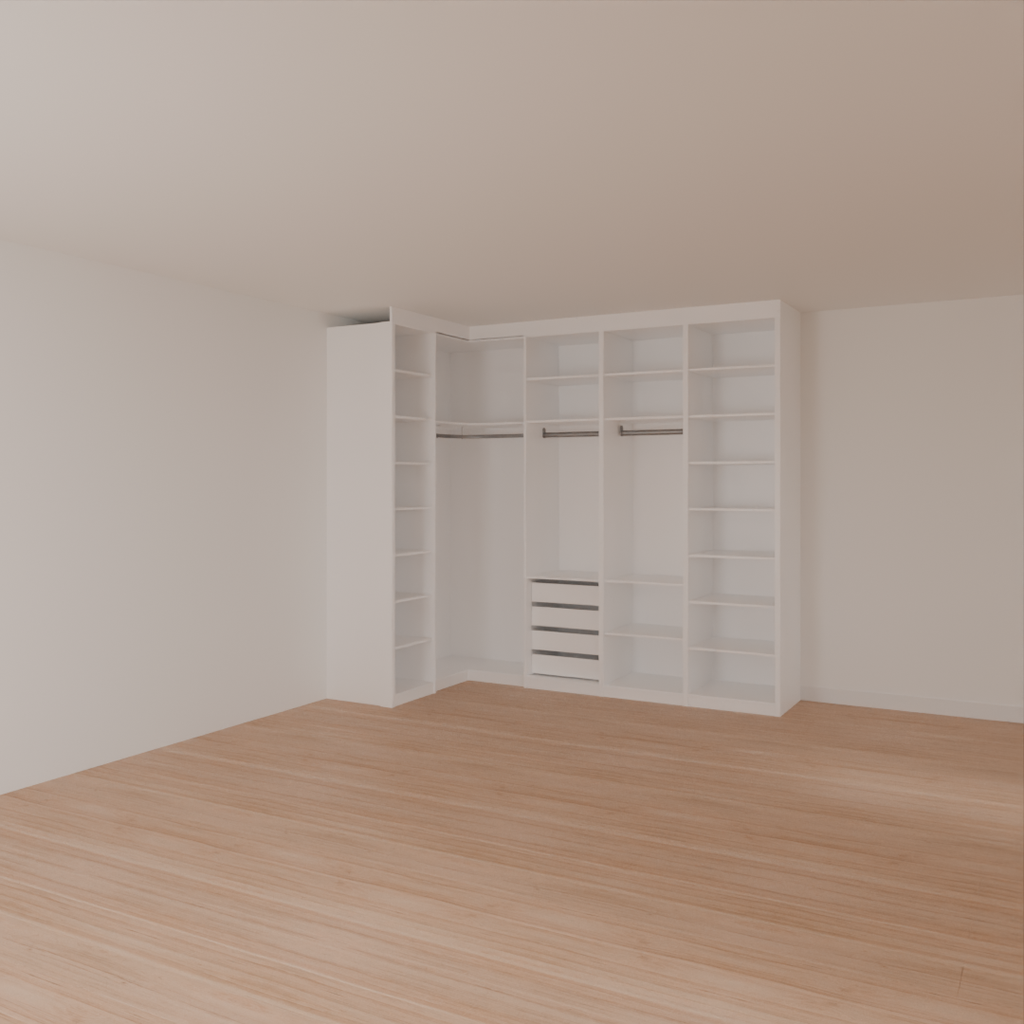 Armário Closet com Gavetas Quarto Casal Branco Tx (Sudoeste / Bias Fortes - Apt 03 04)