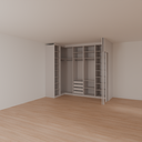 Armário Closet com Gavetas, Parede e Porta Quarto Casal Cinza Cobalto  (Sudoeste / Bias Fortes - Apt 03 04)