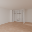 Armário Closet  com Gavetas, Parede e Porta Quarto Casal Branco Tx (Sudoeste / Bias Fortes - Apt 03 04)