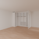 Armário Closet Casal com Gavetas, Parede e Porta Branco Tx (Sudoeste / Bias Fortes - Apt 03 04)