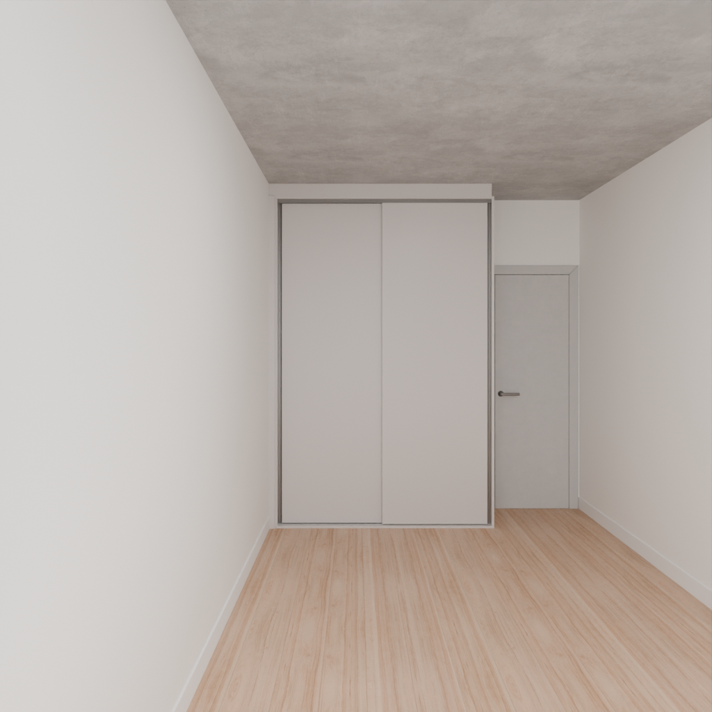 Armário Quarto Solteiro Porta de Correr Cinza Cobalto (Sudoeste / Bias Fortes - Apt 03 04)