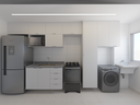 Armário Cozinha 4,5m Slim - Cor Branco TX e Branco TX