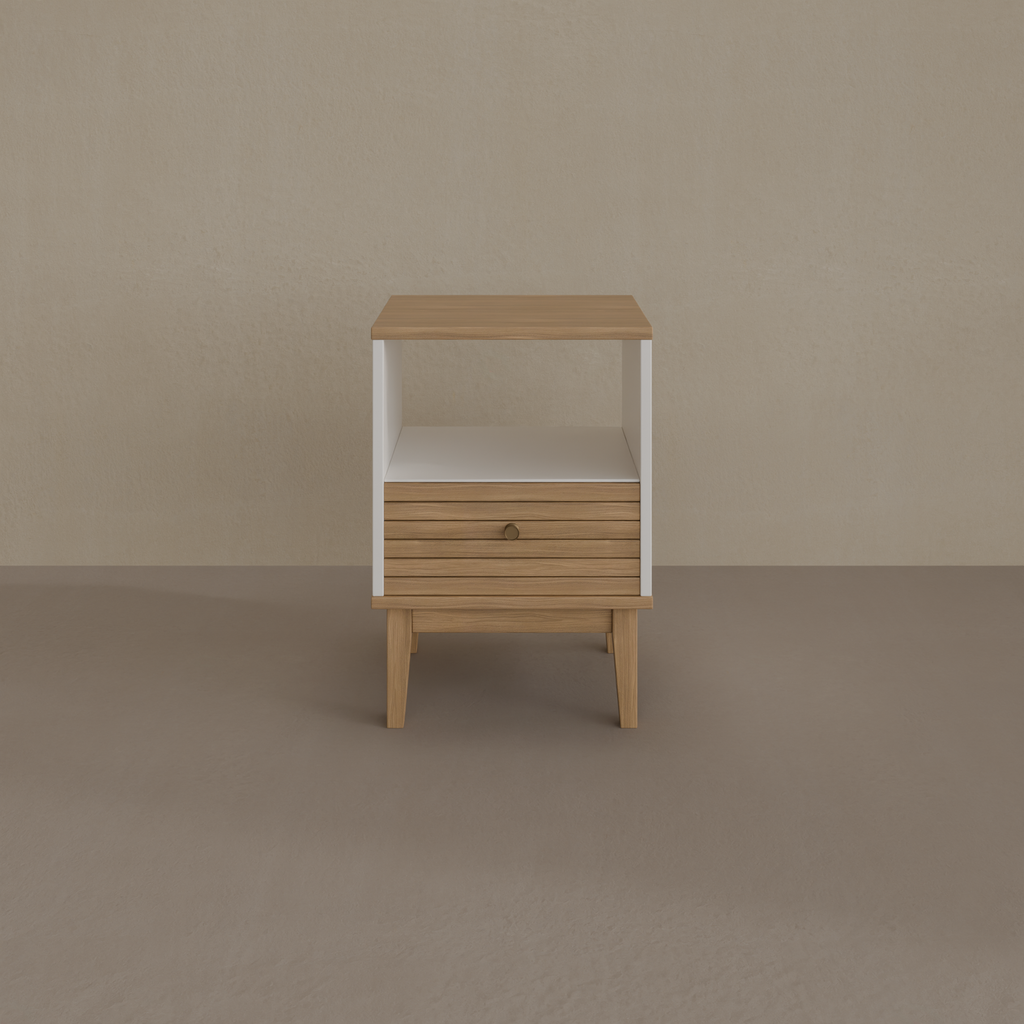 Mesa de Cabeceira Bento Mel e Off White MB1041