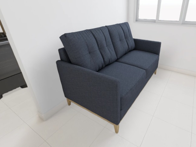 Sofá Carlo 1,60 - Tecido Linho Azul Jeans 3011
