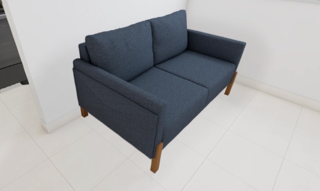 Sofá Arthur 1,60m - Tecido Linho Azul Jeans 3011