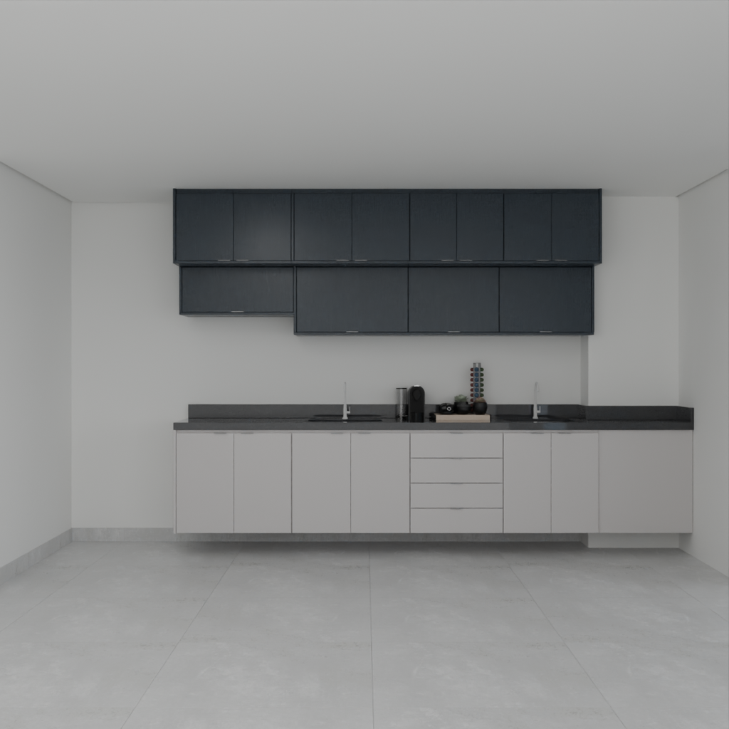 Armário Cozinha Inferior e Superior Cinza Cobalto e Azul Tx (Sudoeste / Vale do Sereno – Apt 01 04 05 06 09 10)