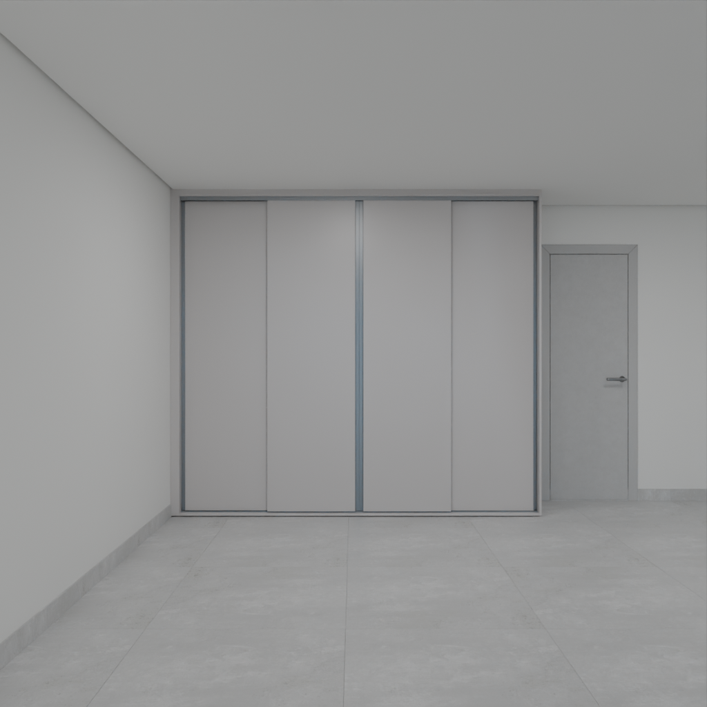 Armário Quarto 4 Portas de Correr Cinza Cobalto (Sudoeste / Vale do Sereno – Apt 01 04 05 06 09 10)