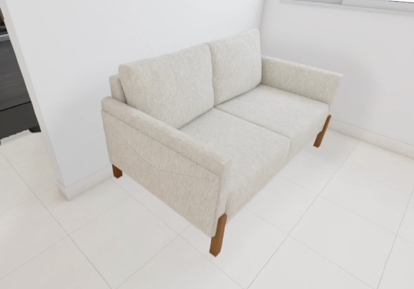 Sofá Arthur 2 Lugares 180cm 2 Braços Pés Imbuia Tecido Linho Cinza Claro 1366