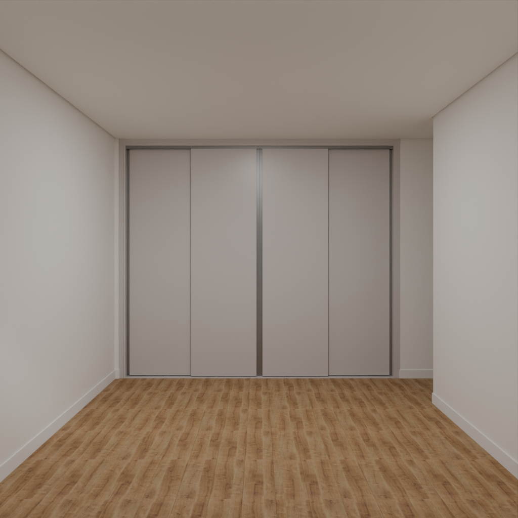 Armário Quarto Casal 4 Portas de Correr Cinza Cobalto (Sudoeste / Vale do Sereno – Apt 02 03 07 08)