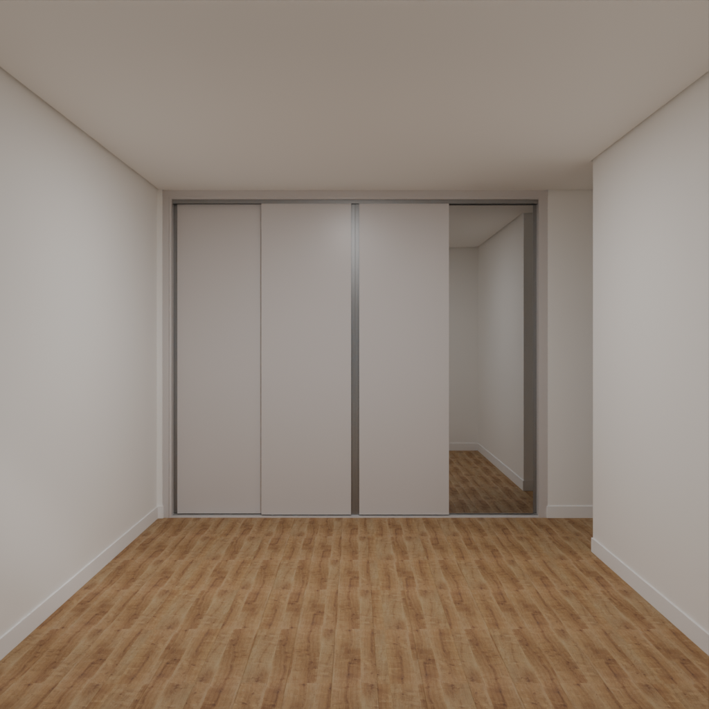 Armário Quarto Casal 3 Portas de Correr 1 Espelho Cinza Cobalto (Sudoeste / Vale do Sereno – Apt 02 03 07 08)