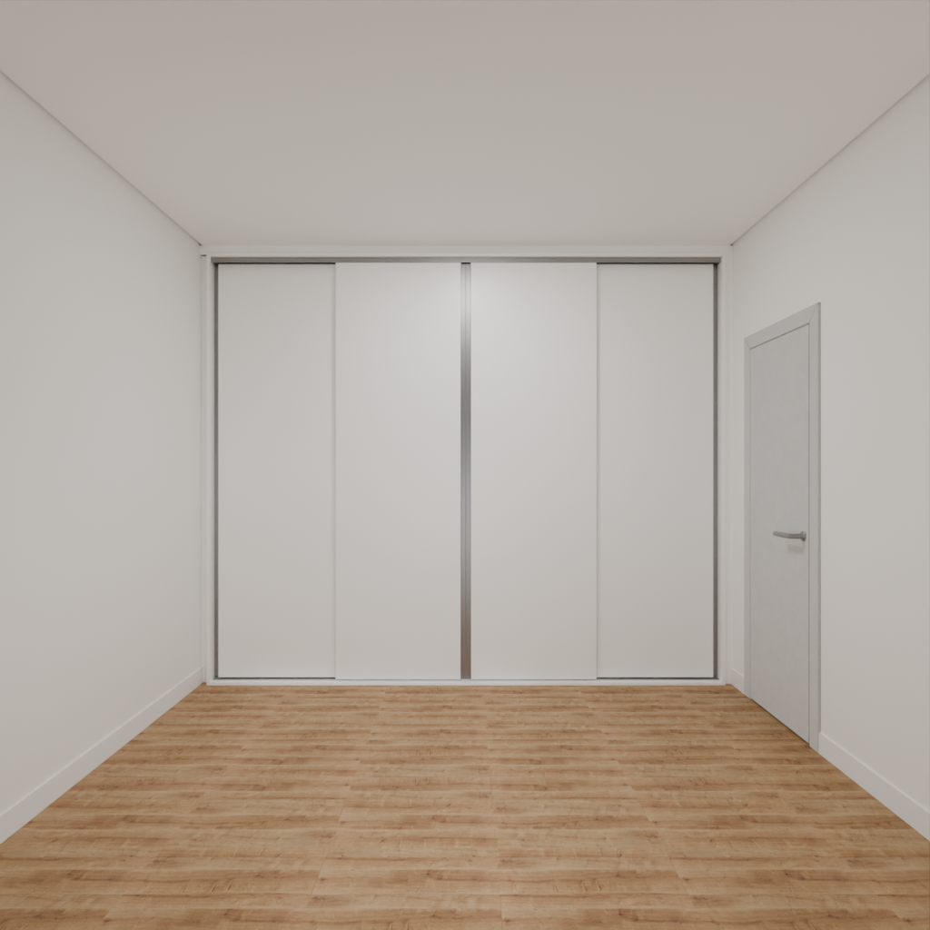 Armário Quarto Solteiro 4 Portas de Correr Branco Tx (Sudoeste / Vale do Sereno – Apt 02 03 07 08)