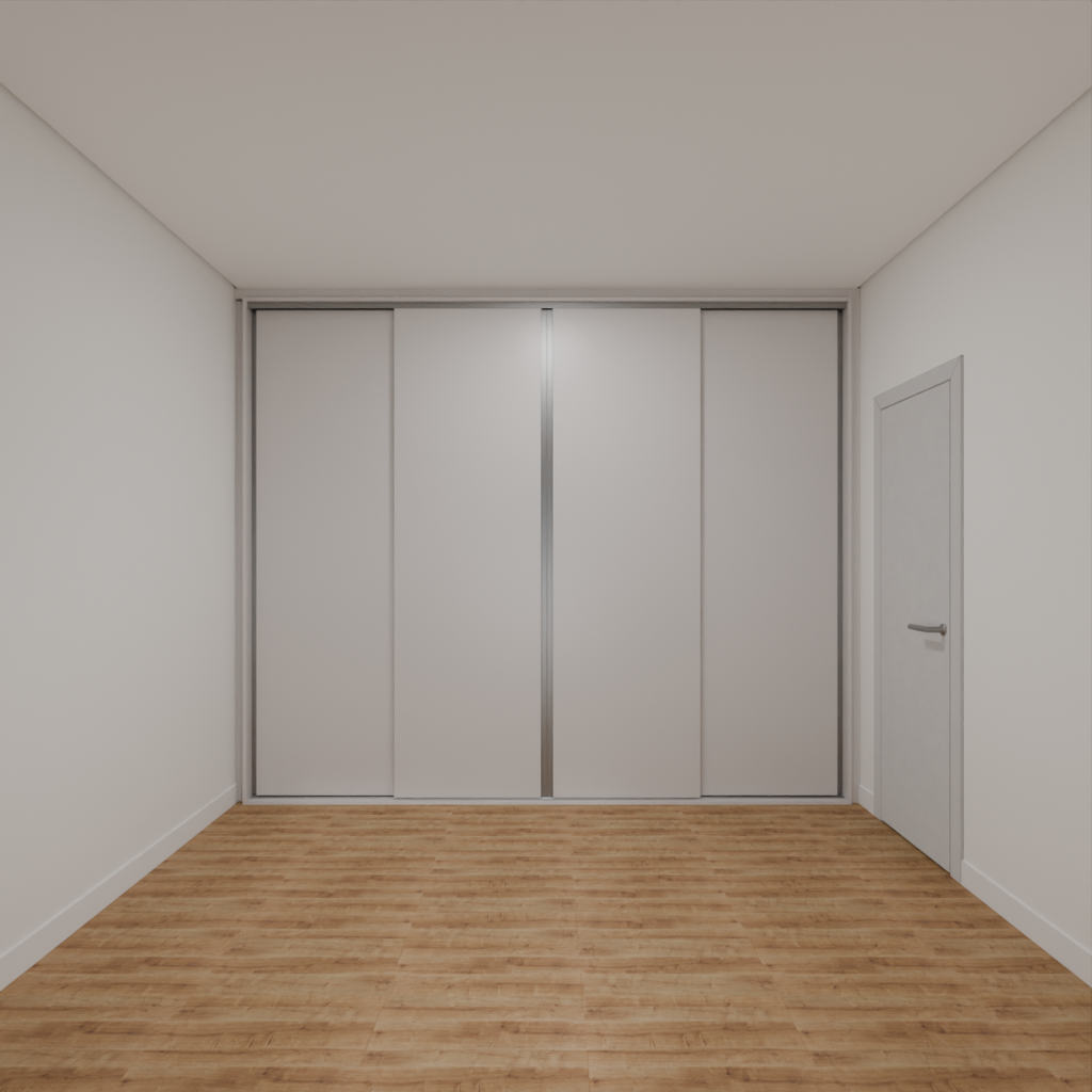 Armário Quarto Solteiro 4 Portas de Correr Cinza Cobalto (Sudoeste / Vale do Sereno – Apt 02 03 07 08)