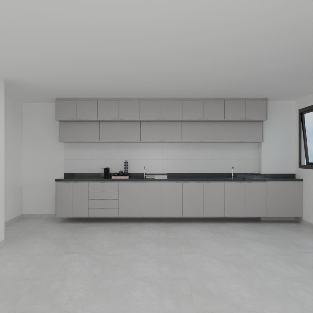 Armário Cozinha Cinza inferior e Superior Cinza Cobalto (Sudoeste / Vale do Sereno – Apt 02 03 07 08)