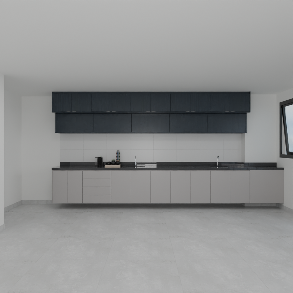 Armário Cozinha Inferior e Superior Cinza Cobalto e Azul Tx (Sudoeste / Vale do Sereno – Apt 02 03 07 08)