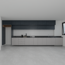 Armário Cozinha Completo Cinza Cobalto, Azul Tx e Louro Freijó (Sudoeste / Vale do Sereno – Apt 02 03 07 08)