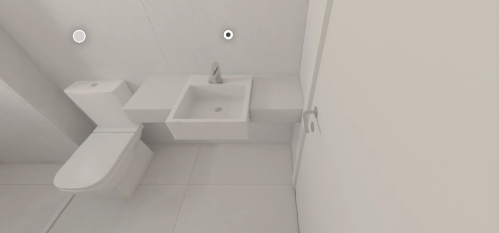PADRÃO CONSTRUTORA: Bancada em Prime Branco com Cuba de Semiencaixe + Filete no Box somente no Piso em Prime Branco - Tipo I (Banho Suíte 2)