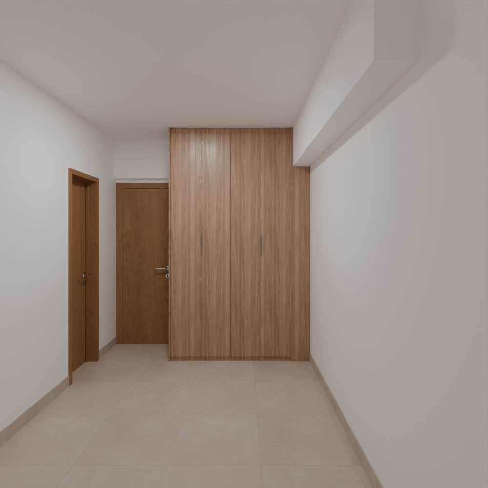 Closet Suíte 2 de Giro Freijó; Puxador Slim Prata Suíte 02 Tipo 1