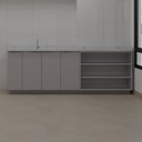 Armário Cozinha Inferior de Giro Beton; Puxador Slim Prata Cozinha Tipo 2